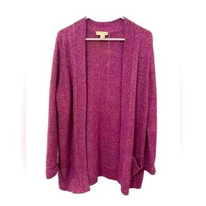 Appleseed’s Open Cardigan Sweater Size M Medium Raspberry Marl Pockets Cozy